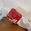New Womens Oil-leather Wallet Vintage Short Style
