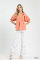 Umgee Cotton Gauze Ruffle Top