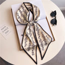 Thin Houndstooth Silk Scarf - Hair Tie