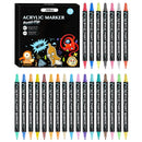 Dual Tip Acrylic Paint Markers Set - Water-Based & Quick-Dry