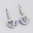 0.50 Carat Genuine Tanzanite and Created White Sapphire .925 Sterling Silver Earrings