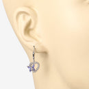 0.50 Carat Genuine Tanzanite and Created White Sapphire .925 Sterling Silver Earrings