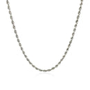 2.25mm 14k White Gold Solid Diamond Cut Rope Chain