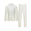 Dark-Pattern Jacquard Light Business Suit Set