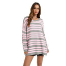 Womens Casual Loose-fitting Top Patchwork Stripes