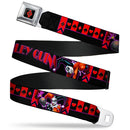 Harley Quinn Diamond Full Color Black Red Seatbelt Belt - HARLEY QUINN Bomb Poses/Suits Black/Purple/Red Webbing