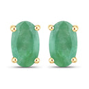 0.38 Carat Genuine Zambian Emerald 10K Yellow Gold Earrings