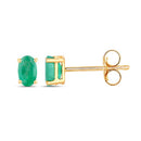0.38 Carat Genuine Zambian Emerald 10K Yellow Gold Earrings