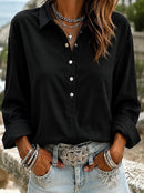 Womens Elegant And Fashionable Button-up Collar Shirt