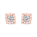 10K Yellow Gold Plated .925 Sterling Silver 1/10 Cttw Round Brilliant-Cut Diamond Miracle-Set Stud Earrings (J-K Color, I3 Clarity)