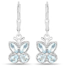 1.76 Carat Genuine Aquamarine .925 Sterling Silver Earrings