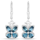 2.32 Carat Genuine London Blue Topaz .925 Sterling Silver Earrings