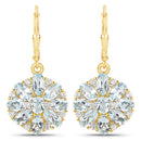 18K Yellow Gold Plated 4.58 Carat Genuine Blue Topaz and White Topaz .925 Sterling Silver Earrings