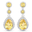 7.06 Carat Genuine Citrine and White Topaz .925 Sterling Silver Earrings