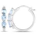 1.75 Carat Genuine Aquamarine and White Diamond .925 Sterling Silver Earrings