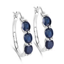 2.05 Carat Genuine Blue Sapphire and White Diamond .925 Sterling Silver Earrings