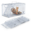 2Pcs 18x8x10In Humane Single Door Live Animal Trap Collapsible Galvanized Iron Animal Cage Catch And Release for Small Squirrel Raccoon Feral Cat Weas