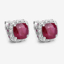 6.12 Carat Dyed Ruby, Ruby and White Topaz .925 Sterling Silver Earrings
