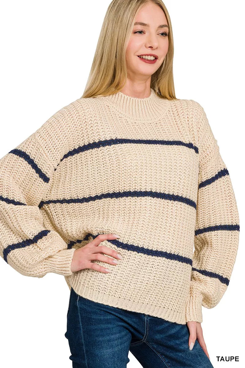 Zenana Oversize Striped Sweater