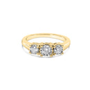 10K Yellow Gold 1/2 Cttw Miracle Set Round Diamond Three Stone Illusion Plate Ring (I-J Color, I2-I3 Clarity) - Size 7