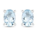 1.20 Carat Genuine Aquamarine .925 Sterling Silver Earrings