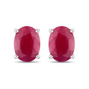 1.70 Carat Genuine Ruby 10K White Gold Earrings