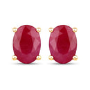 1.70 Carat Genuine Ruby 10K Yellow Gold Earrings