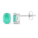 1.44 Carat Genuine Zambian Emerald 10K White Gold Earrings