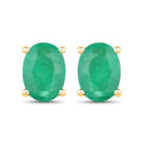 1.44 Carat Genuine Zambian Emerald 10K Yellow Gold Earrings