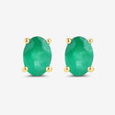 1.44 Carat Genuine Zambian Emerald 10K Yellow Gold Earrings