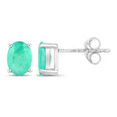 1.44 Carat Genuine Zambian Emerald 14K White Gold Earrings