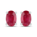 1.04 Carat Genuine Ruby 10K White Gold Earrings