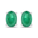 0.88 Carat Genuine Zambian Emerald 10K White Gold Earrings