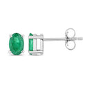 0.88 Carat Genuine Zambian Emerald 10K White Gold Earrings