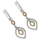 1.00 Carat Genuine White Diamond & Yellow Diamond .925 Sterling Silver Earrings