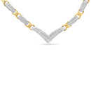 10K Yellow and White Gold 1.0 Cttw Round and Princess cut Diamond "V" Shape Statement Necklace (I-J Color, I1-I2 Clarity)