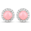 1.36 Carat Genuine Pink Opal and White Topaz .925 Sterling Silver Earrings