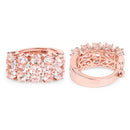 14K Rose Gold Plated 5.94 Carat Genuine Morganite and White Diamond .925 Sterling Silver Earrings