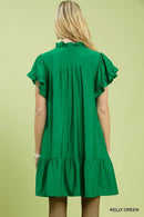 Umgee Smocked Ruffle Babydoll Mini Dress