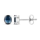 0.68 Carat Genuine Blue Sapphire 10K White Gold Earrings