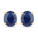 0.68 Carat Genuine Blue Sapphire 14K Yellow Gold Earrings