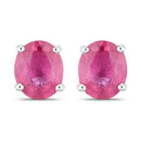 0.60 Carat Genuine Ruby 14K White Gold Earrings
