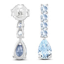 2.40 Carat Genuine Aquamarine .925 Sterling Silver Earrings