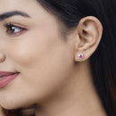 0.71 Carat Genuine Ruby and White Diamond 14K Yellow Gold Earrings