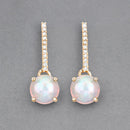 1.06 Carat Genuine Ethiopian Opal and White Diamond 10K Yellow Gold Earrings