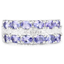 2.05 Carat Genuine Tanzanite and White Topaz .925 Sterling Silver Ring