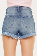 Kancan High Rise Raw Hem Denim Shorts