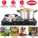 2000W Electric Infrared Dual Burner Portable Heating Hot Plate Stove Countertop RV Hotplate with 7.5Ó & 6.3Ó Glass Cooktop Stepless Temperature Adjust
