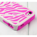 Pink White Zebra Hard & Soft Armor Case for iPhone 4/4S