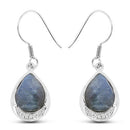 9.13 Carat Genuine Labradorite And White Topaz .925 Sterling Silver Earrings
